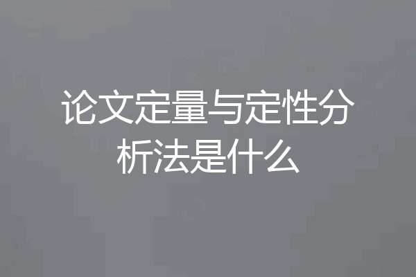 论文定量与定性分析法是什么