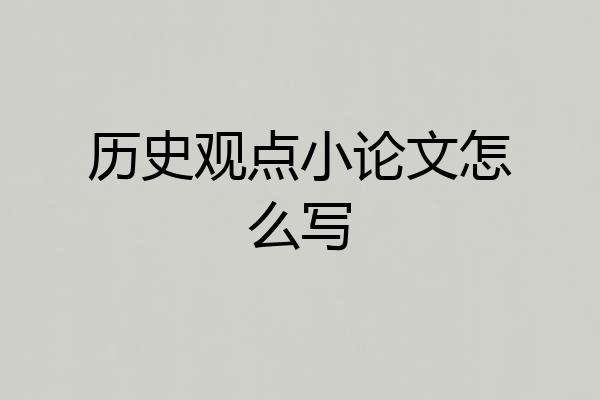 历史观点小论文怎么写