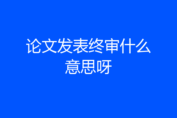 论文发表终审什么意思呀