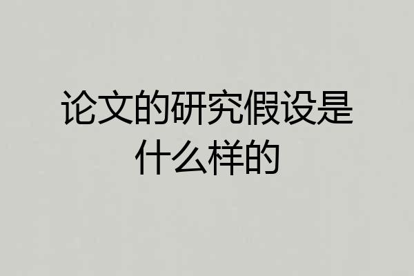 论文的研究假设是什么样的