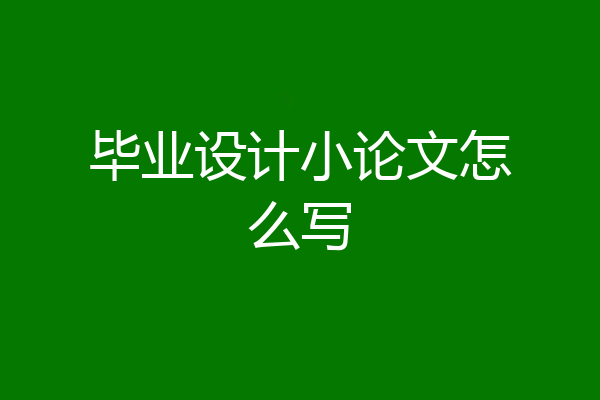 毕业设计小论文怎么写