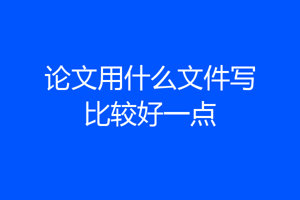 论文用什么文件写比较好一点