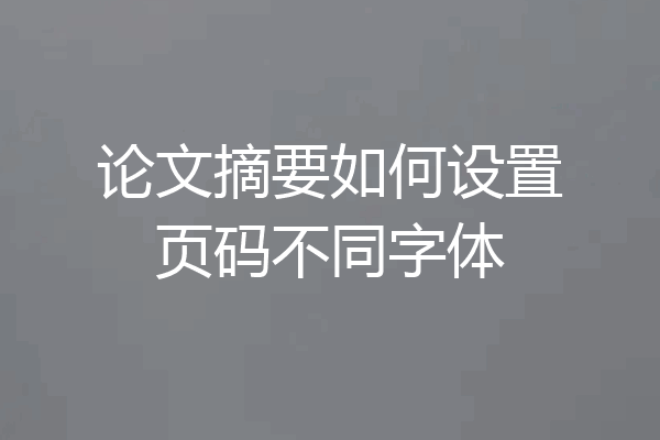 论文摘要如何设置页码不同字体