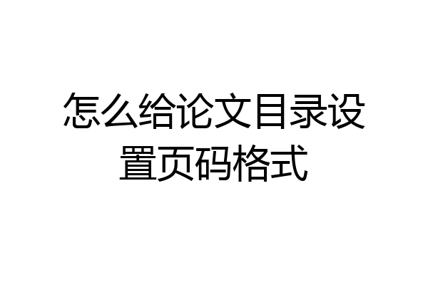 怎么给论文目录设置页码格式