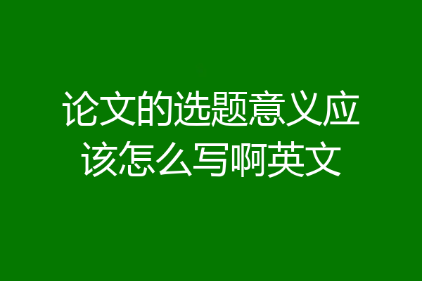 论文的选题意义应该怎么写啊英文
