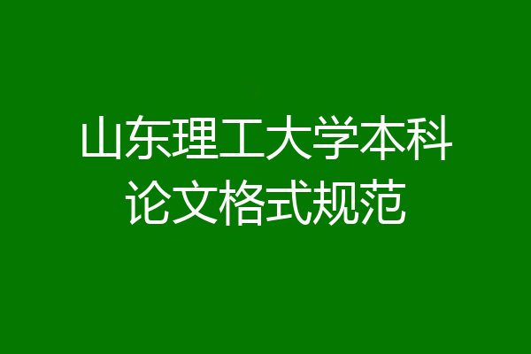 山东理工大学本科论文格式规范