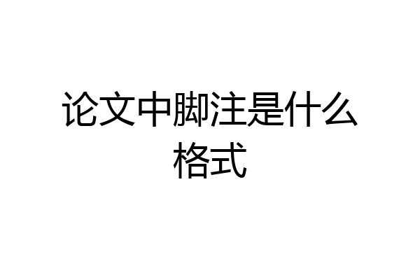 论文中脚注是什么格式