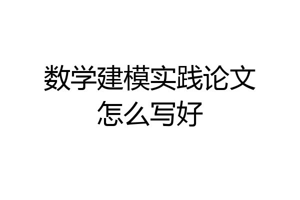 数学建模实践论文怎么写好
