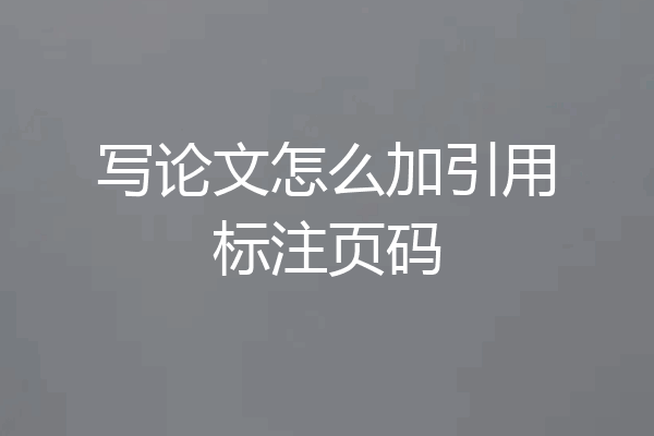 写论文怎么加引用标注页码