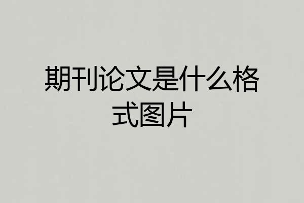 期刊论文是什么格式图片