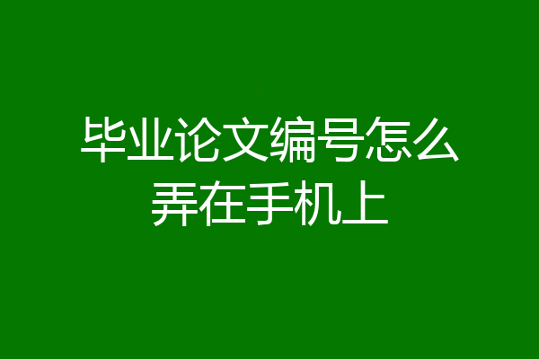 毕业论文编号怎么弄在手机上
