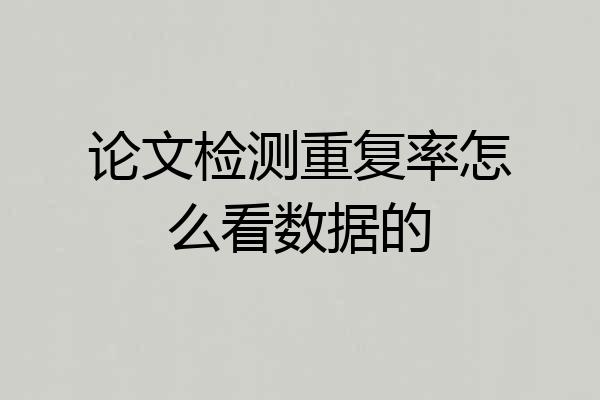论文检测重复率怎么看数据的
