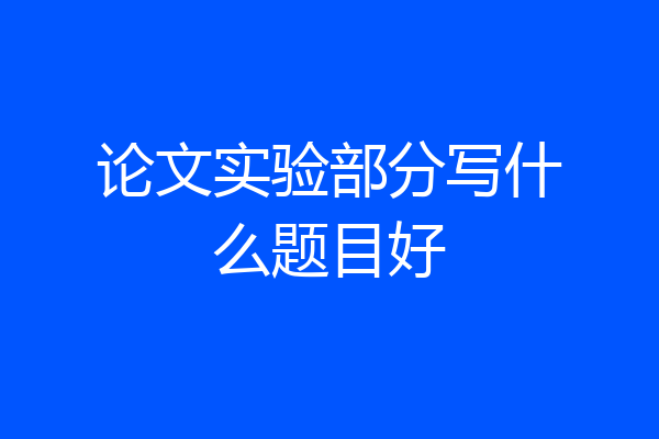 论文实验部分写什么题目好