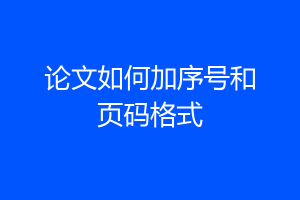论文如何加序号和页码格式
