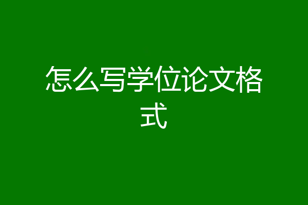 怎么写学位论文格式
