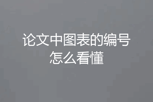 论文中图表的编号怎么看懂