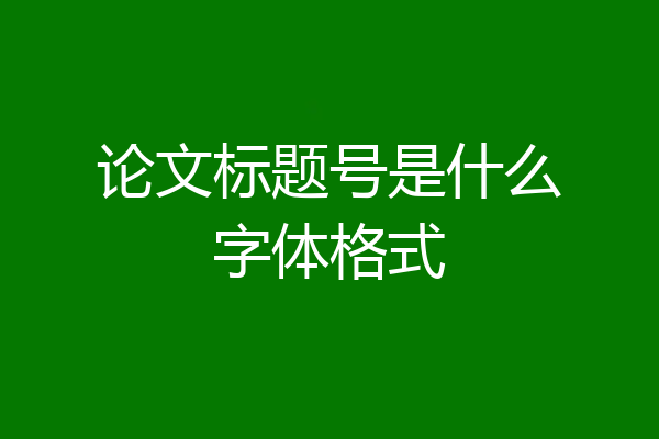 论文标题号是什么字体格式