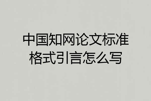 中国知网论文标准格式引言怎么写