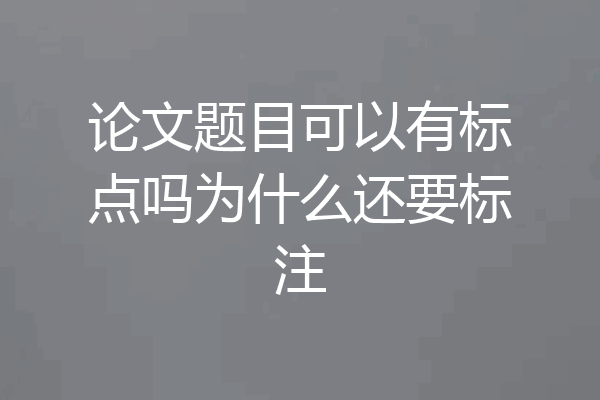 论文题目可以有标点吗为什么还要标注