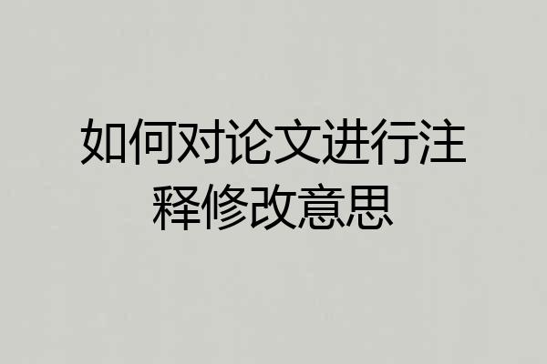 如何对论文进行注释修改意思
