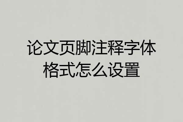 论文页脚注释字体格式怎么设置