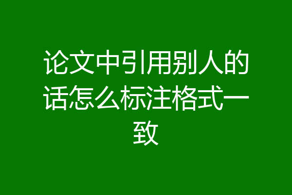 论文中引用别人的话怎么标注格式一致