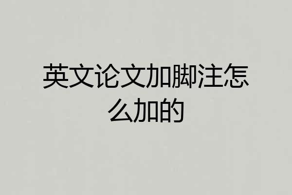 英文论文加脚注怎么加的