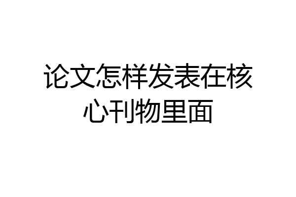 论文怎样发表在核心刊物里面