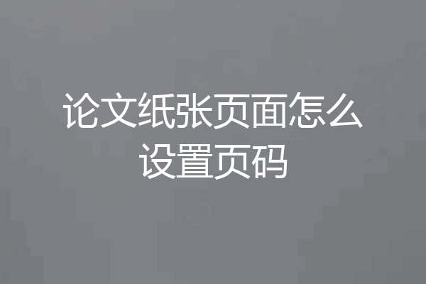 论文纸张页面怎么设置页码