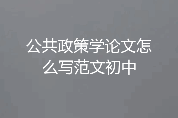 公共政策学论文怎么写范文初中