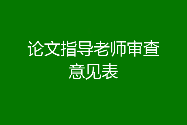 论文指导老师审查意见表