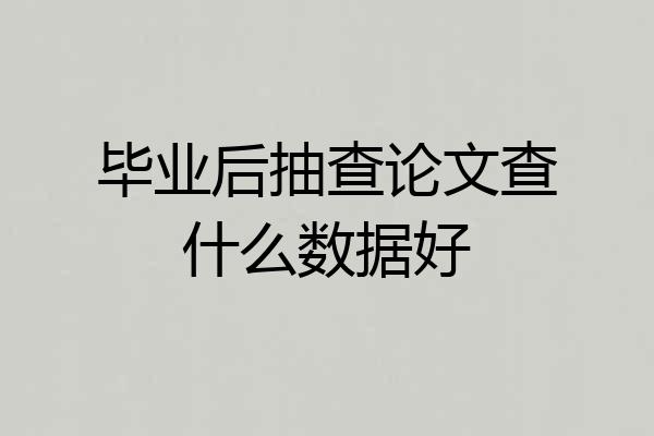 毕业后抽查论文查什么数据好