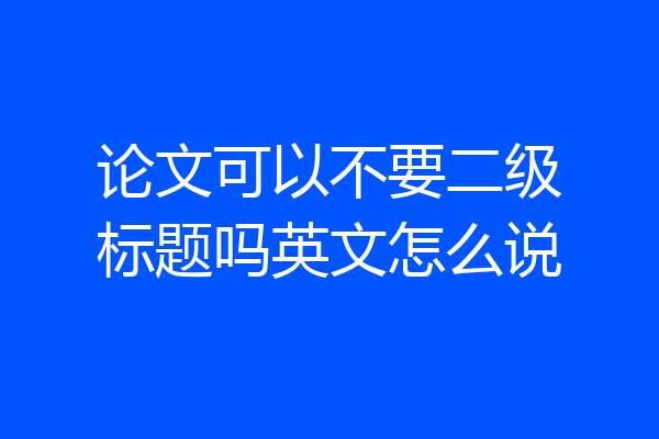 论文可以不要二级标题吗英文怎么说