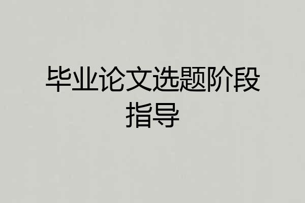 毕业论文选题阶段指导