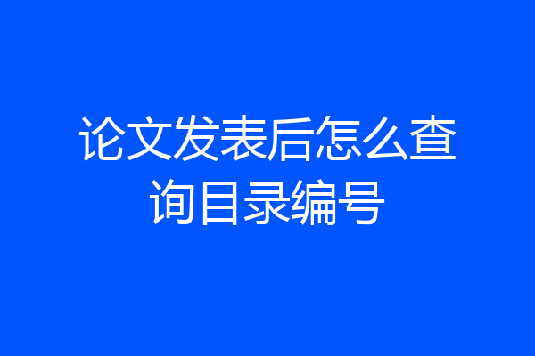 论文发表后怎么查询目录编号