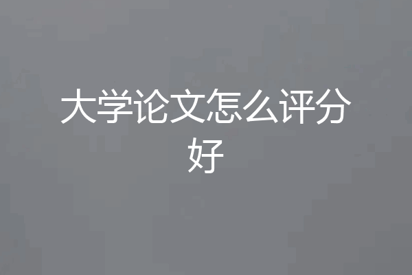 大学论文怎么评分好