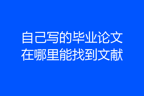 自己写的毕业论文在哪里能找到文献