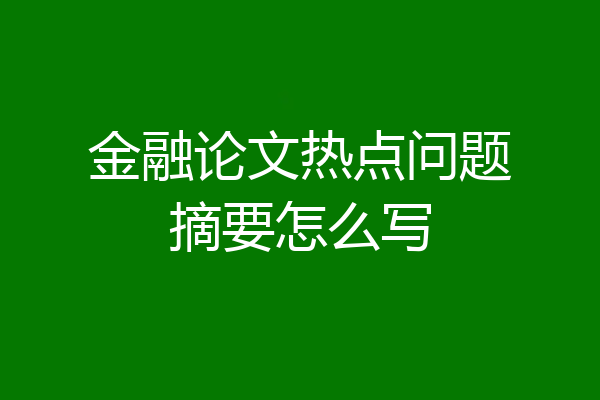金融论文热点问题摘要怎么写