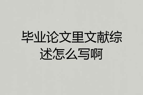 毕业论文里文献综述怎么写啊