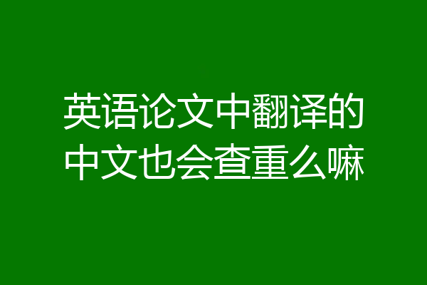 英语论文中翻译的中文也会查重么嘛