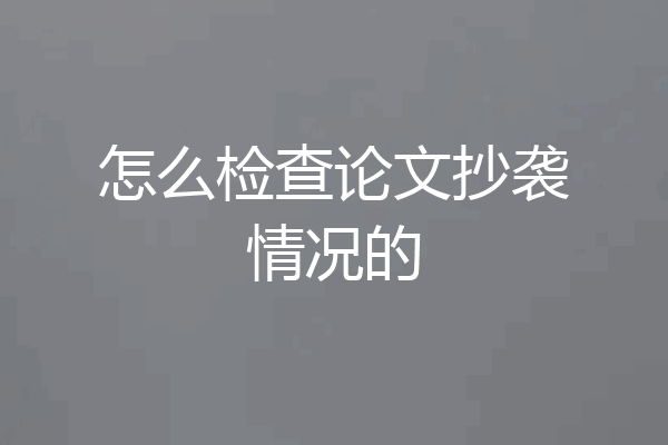 怎么检查论文抄袭情况的