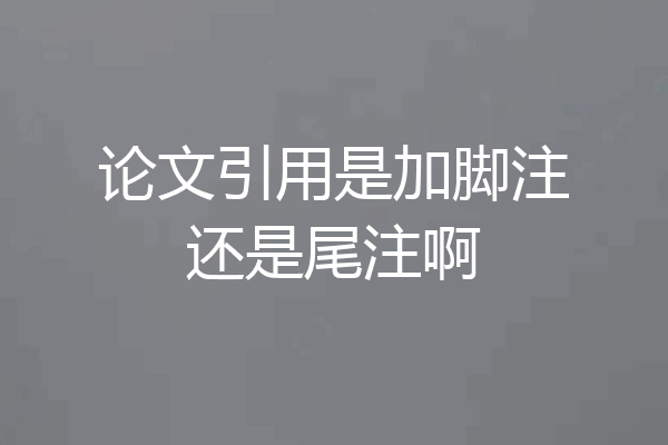 论文引用是加脚注还是尾注啊