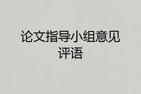 论文指导小组意见评语