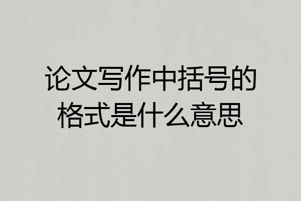 论文写作中括号的格式是什么意思