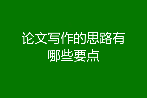 论文写作的思路有哪些要点