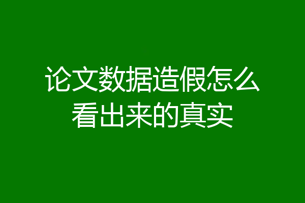 论文数据造假怎么看出来的真实