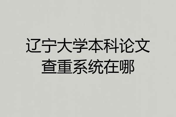 辽宁大学本科论文查重系统在哪
