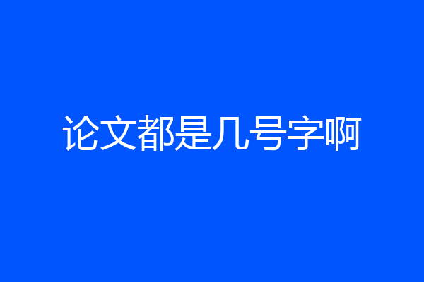 论文都是几号字啊