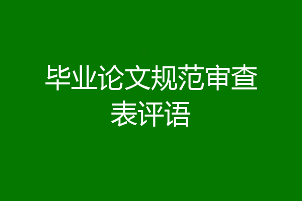 毕业论文规范审查表评语