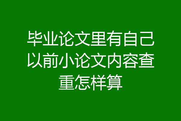 毕业论文里有自己以前小论文内容查重怎样算